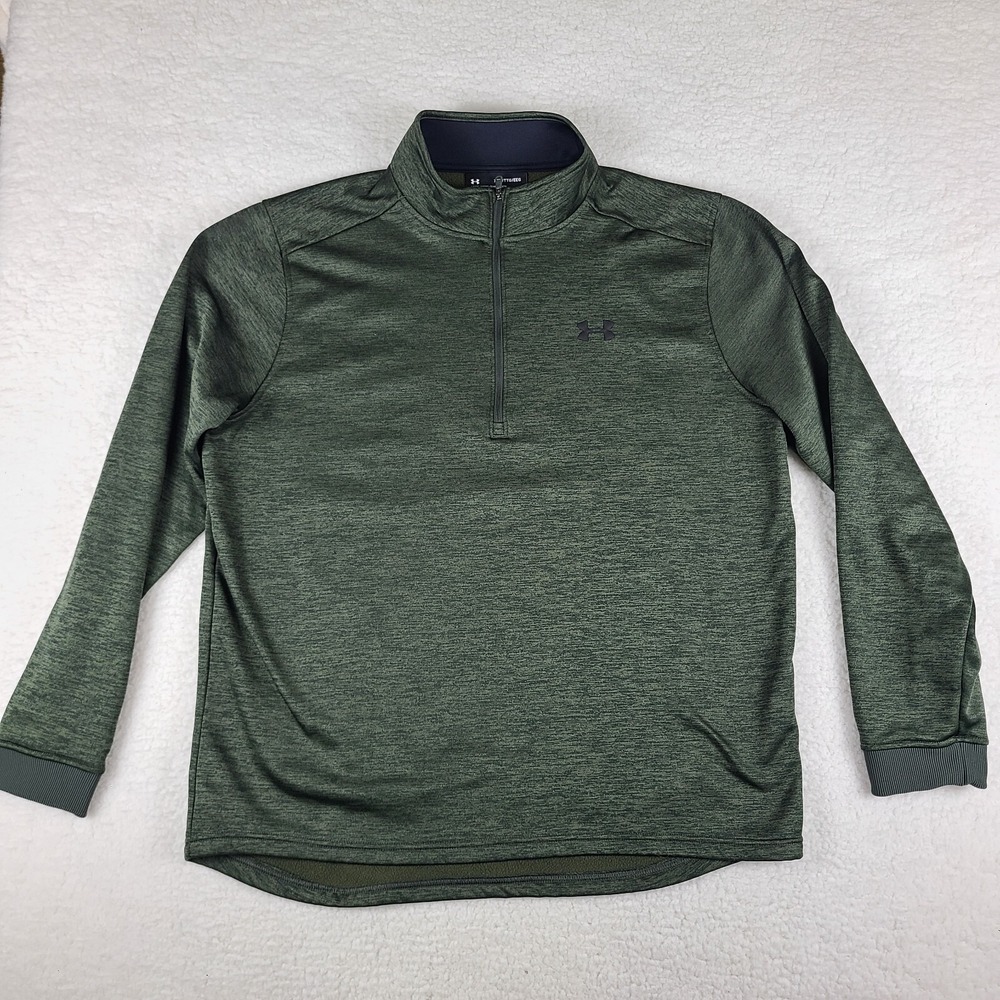 Under Armour Sweater Mens 2XL XXL Olive Green Heathered Loose Coldgear